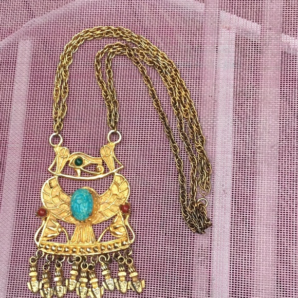 COPY - Vintage Eye of Horus large necklace goldtone - Picture 8 of 11